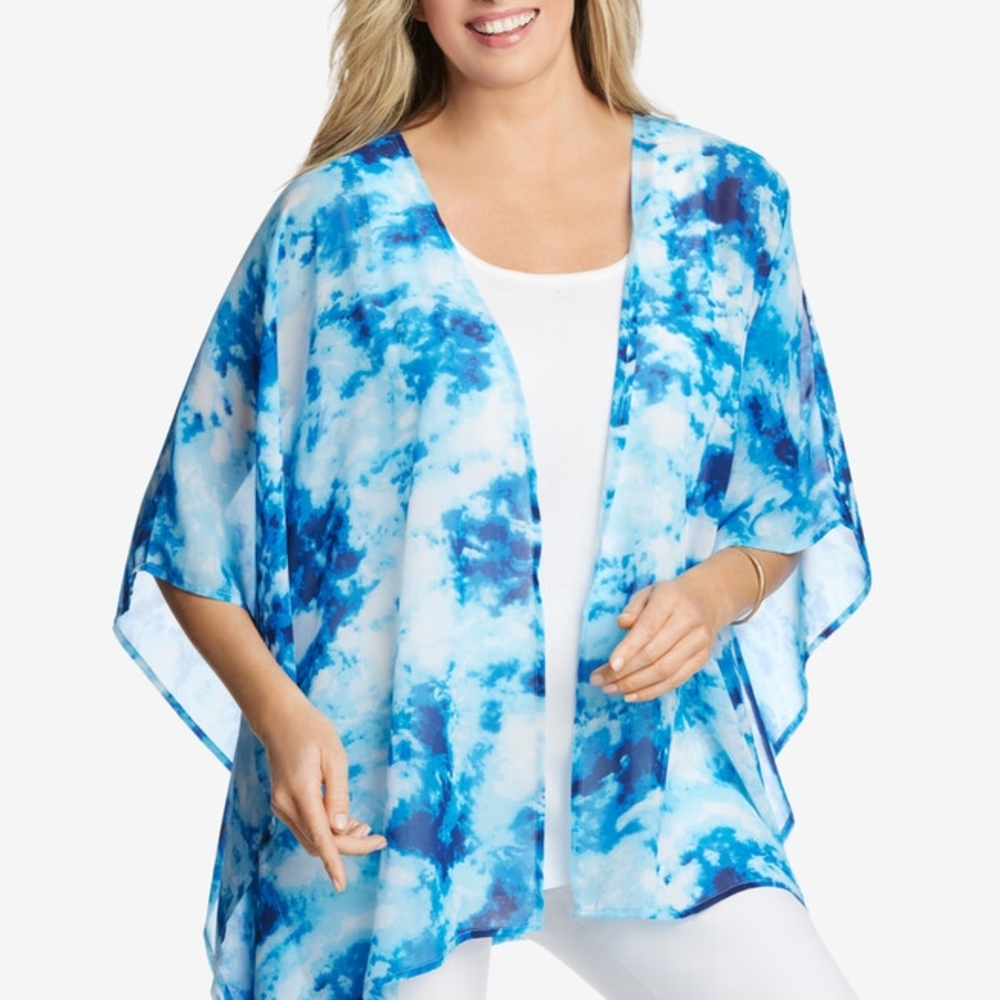 Blue Tie-Dye Kimono Cardigan